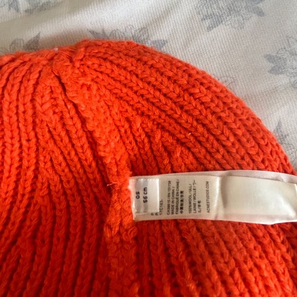Acne Studios Orange Beanie With Large Face Patch - Picture 3 of 6